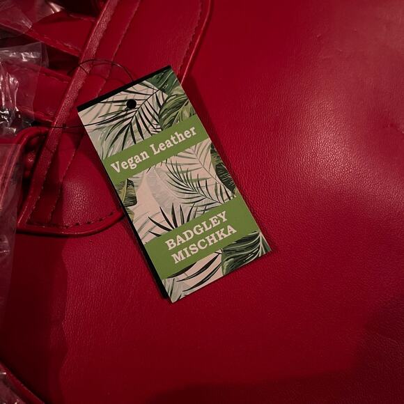 Badgley Mischka Backpack Red Studded Quilted Mini New With Tags - Picture 5 of 9